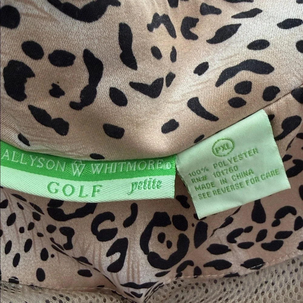Allyson Whitmore leopard print zip-up windbreaker jacket w/golf club zipper pull